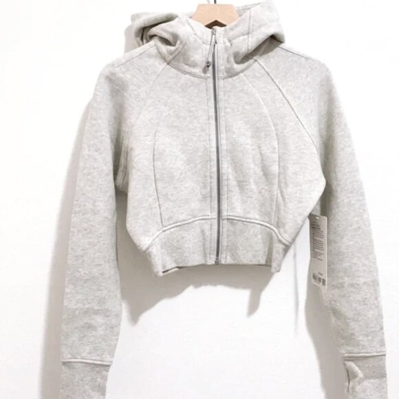 LULULEMON  Scuba Full-Zip Cropped Hoodie Heathered Core Ultra Light Grey NWT - Picture 1 of 4